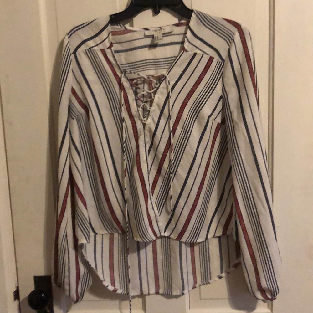 Striped tie-up shirt
